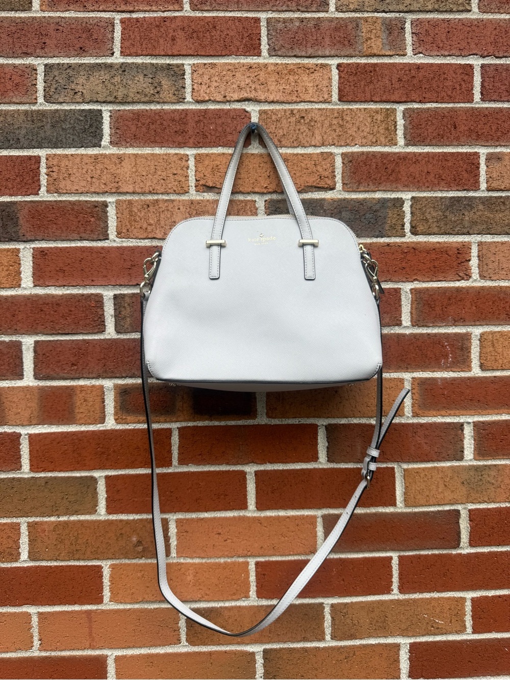 Kate Spade New York Gray Saffiano Leather Satchel Crossbody Bag
